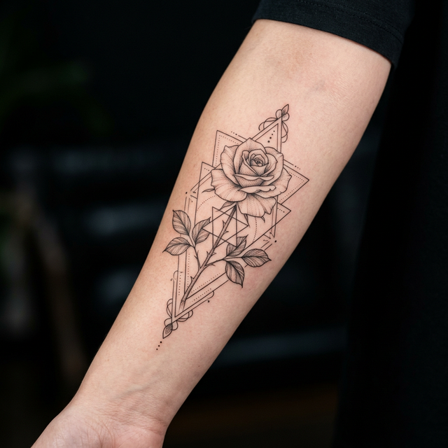 Tattoo rosa fineline