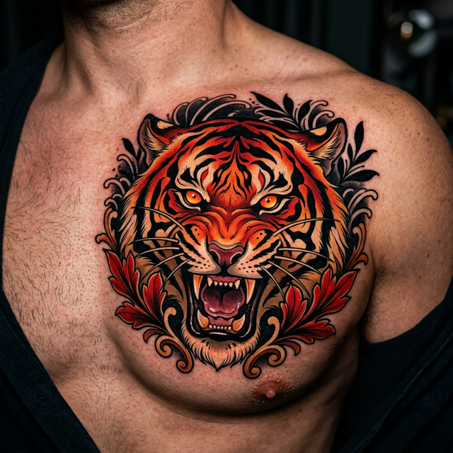 Tattoo tigre neo-tradicional